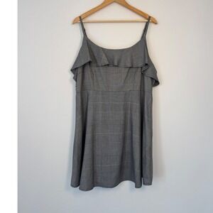 Preppy Officecore Forever 21+ Plaid Ruffle Fit and Flare Dress Women 2X Grey